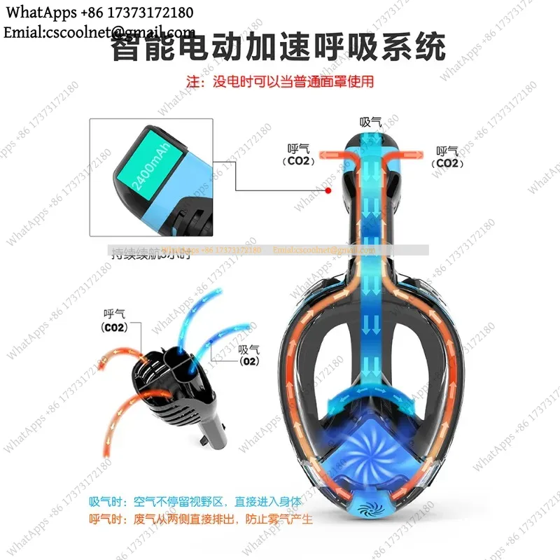 Snorkel Mask Full Face - JS02 Elektryczna maska do snorkelingu, maska