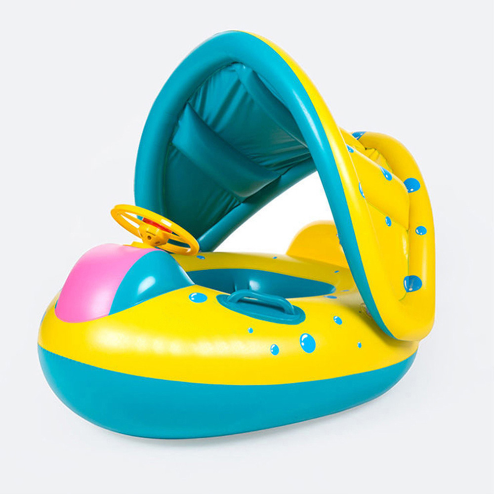 Pool Float Ring Inflatable - 1 SZT. Żółta Dmuchana Mata do