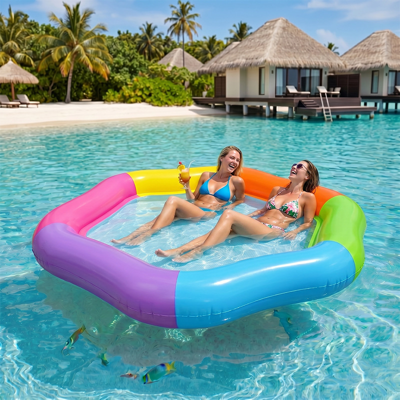 Nowy Sześciokątny Kolorowy Dmu – Pool Lounger Inflatable recenzja i cena