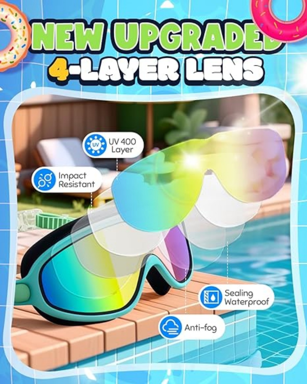 Okulary pływackie, szerokokątn – Swim Goggles Anti Fog Uv recenzja i cena